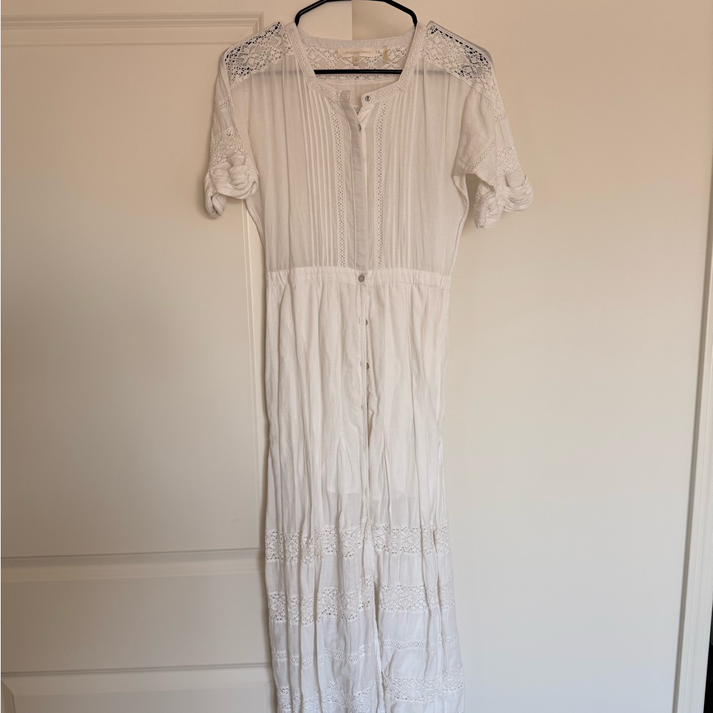 Loveshackfancy White Lace Cotton Maxi Dress